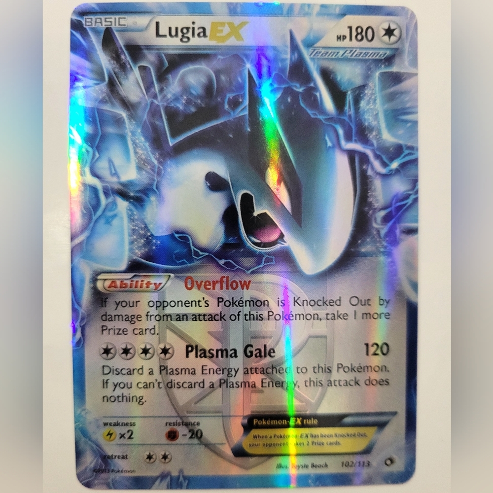 Pokemon Lugia EX Holographic Card - Blue and Silver